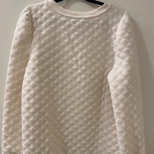 LOFT Cream Quilted Sweatshirt-Top, XXSP